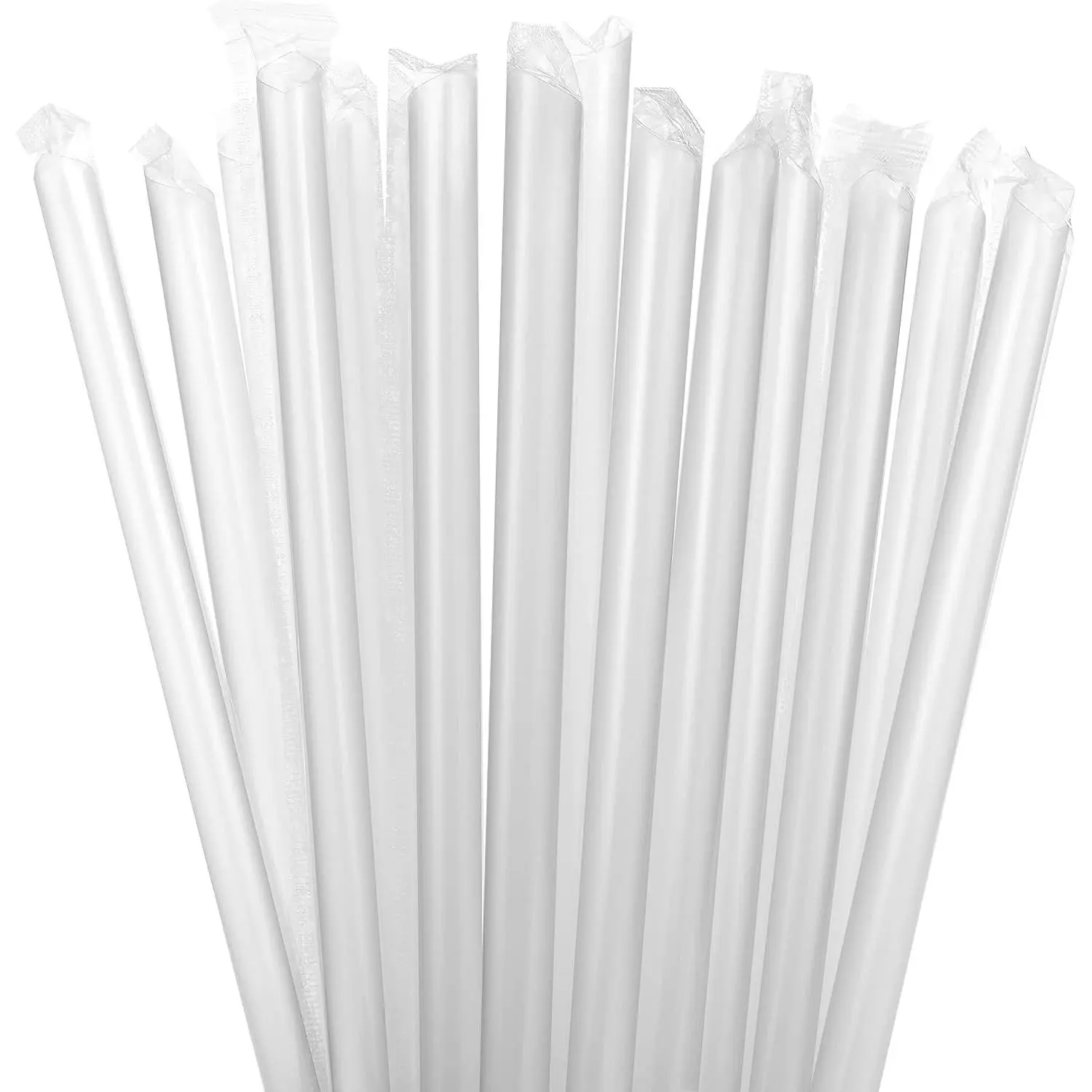 100 Pcs Clear Boba Straws Jumbo Smoothie Straws Individually Wrapped Disposable Plastic Large Wide-mouthed Milkshake Drinking Straws (0.43" Wide X 9.45" Long)