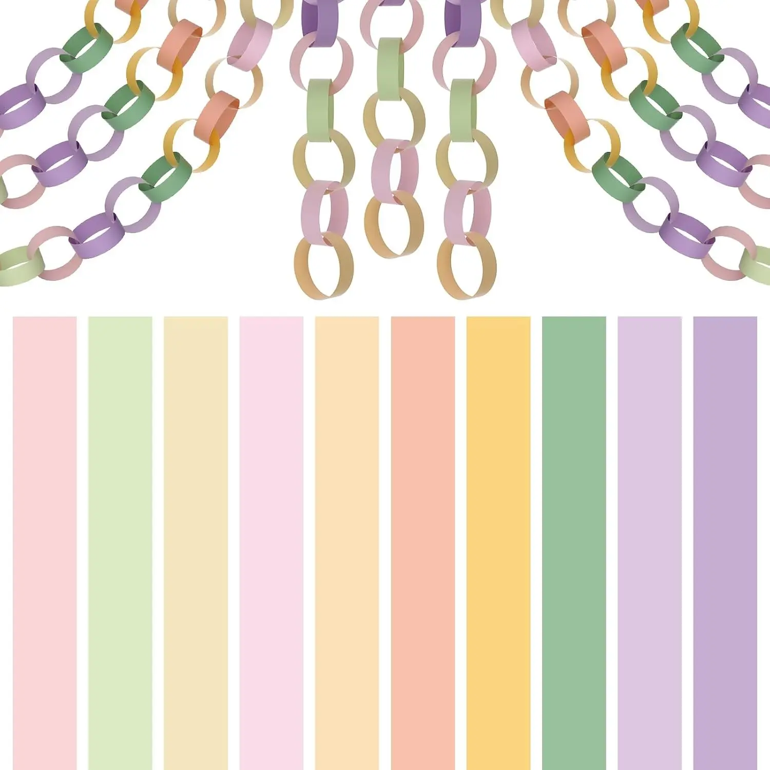 600 Pieces Pastel Color Paper Chains 1 x 7 Inch Paper Strips for Birthday Party Decorations DIY Crafts Favors