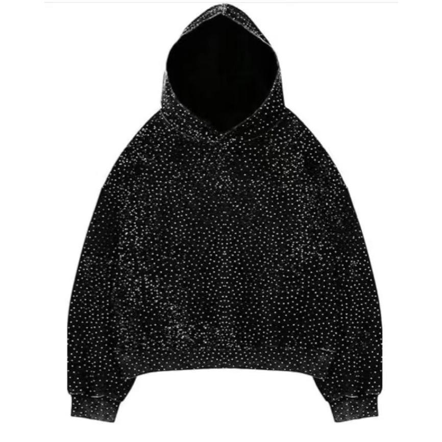 2026 Rhinestone Glitter Unisex Spring Oversized Hoodies Sparkly Long Sleeve Shirts Party Hooded Sweatshirts Tops