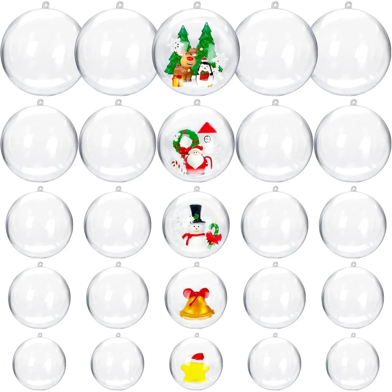 25 Set 50PCS Clear Plastic Fillable Ornaments,Transparent DIY Craft Ball,Clear DIY Christmas Ornament 5 Different Sizes for Wedding,Party,Home Decorfidget toys