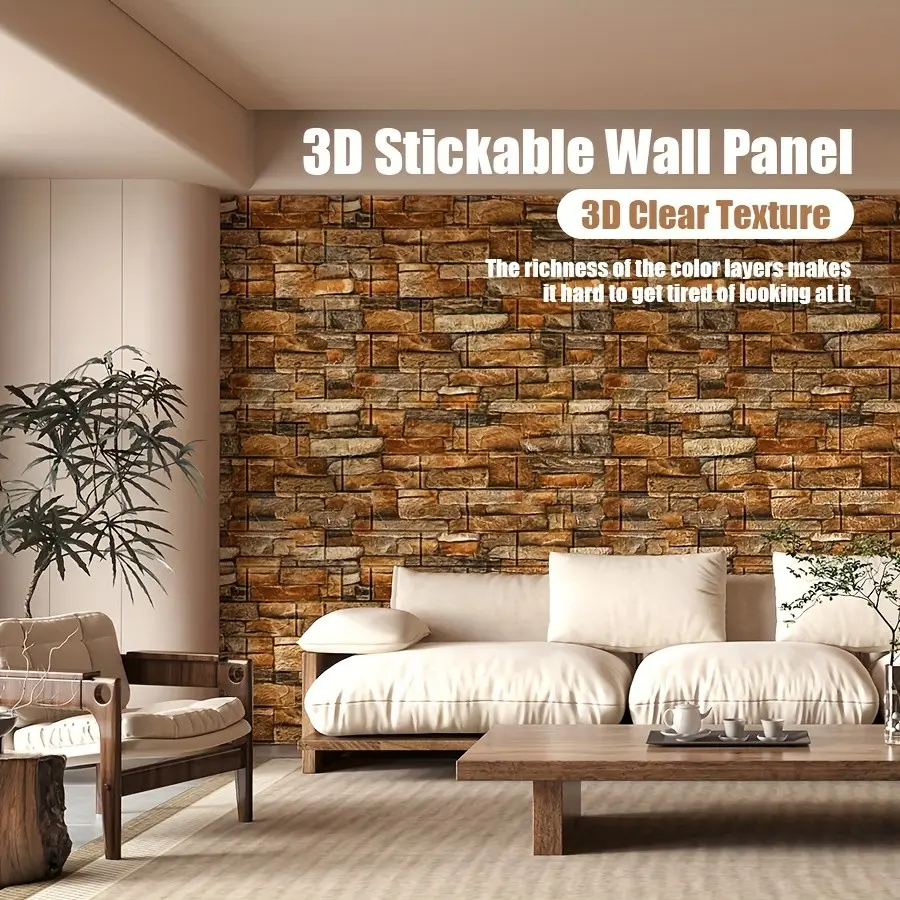 28pcs Wall Decals, 38.5cmx35cm Self-Adhesive Foam Tiles, Simple Brick Pattern, DIY Home Decor for Living Room Walls, Self Adhesive Panels