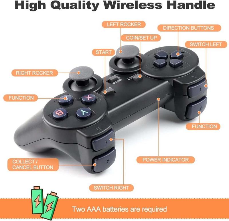 M8 Portable mini game stick, plug and play, comes with 2 wireless controllers and a 64G Micro SD card, HD TV game console