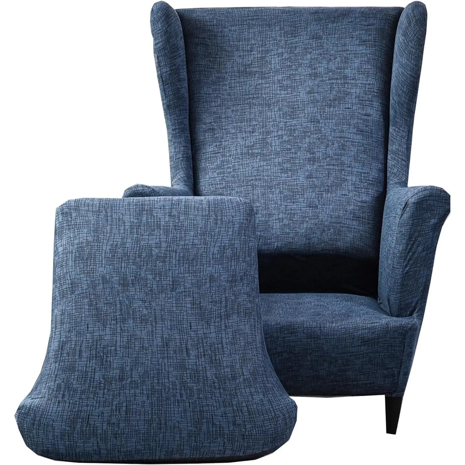 Printed Wing Chair Slipcovers 2 Piece Stretch Wingback Chair Cover Spandex Fabric Wingback Armchair Covers with Elastic Bottom for Living Room Bedroom Wingback Chair,A02