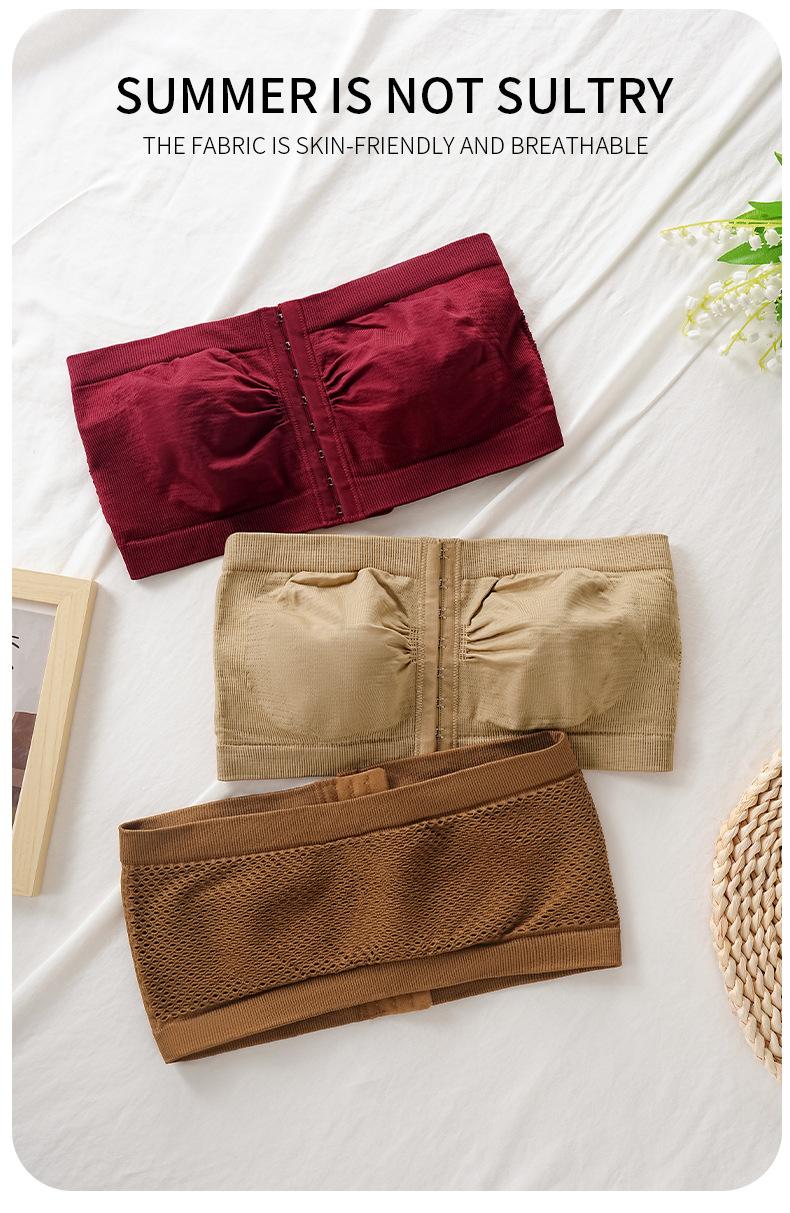 Plus Size Women's Underwear, Front-Clasp Strapless Bustier, Ladies' Bra, Push-Up, Non-Cup Chest Wrap, Beautiful Back