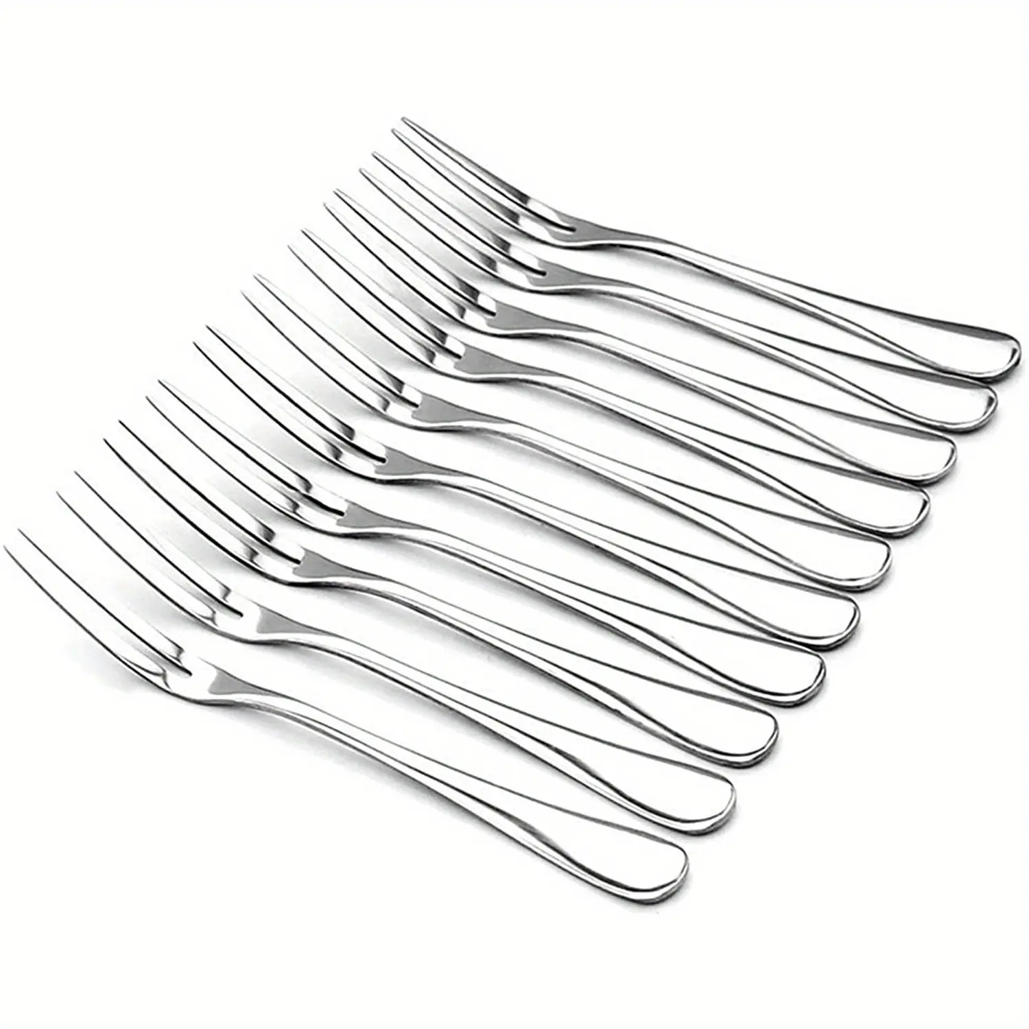 Crab Stainless Steel Forks, Forks 2 Prong Tasting Appetizer Forks Portable Cocktail Salad Fruit Forks for Party Travel,Set of 10（Pcs）, 4.9 Inches (10 Pcs)