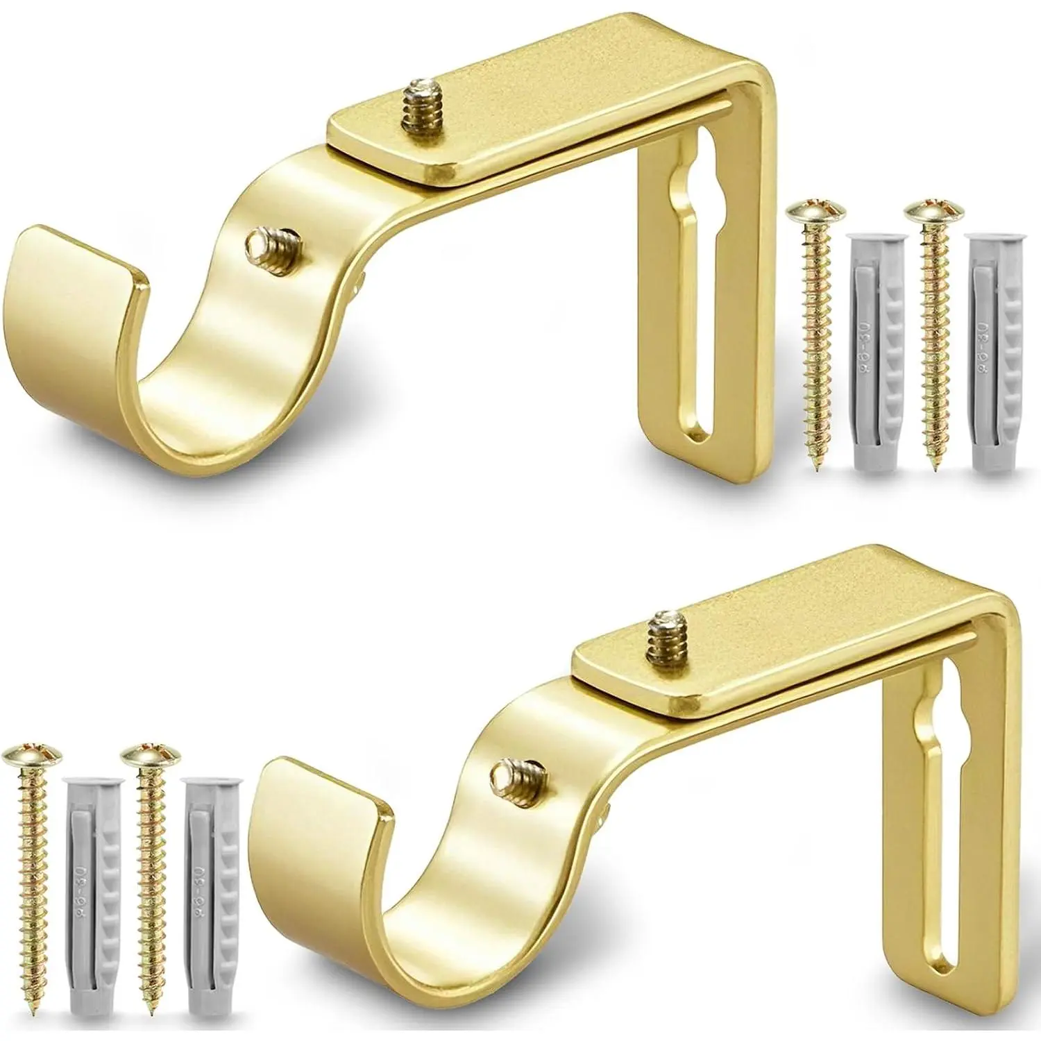 Curtain Rod Bracket Adjustable, Drapery Rod Holder Hooks Support Hangers for 1 inch Diameter Window Curtain Rods (Warm , 2-Pack)