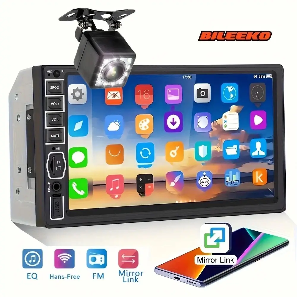 7 Inch Dual Core Touchscreen Car Mp5 Player, Bluetooth-compatible, Fm Radio, USB/aux, Rear Camera Included, Abs Enclosure Material