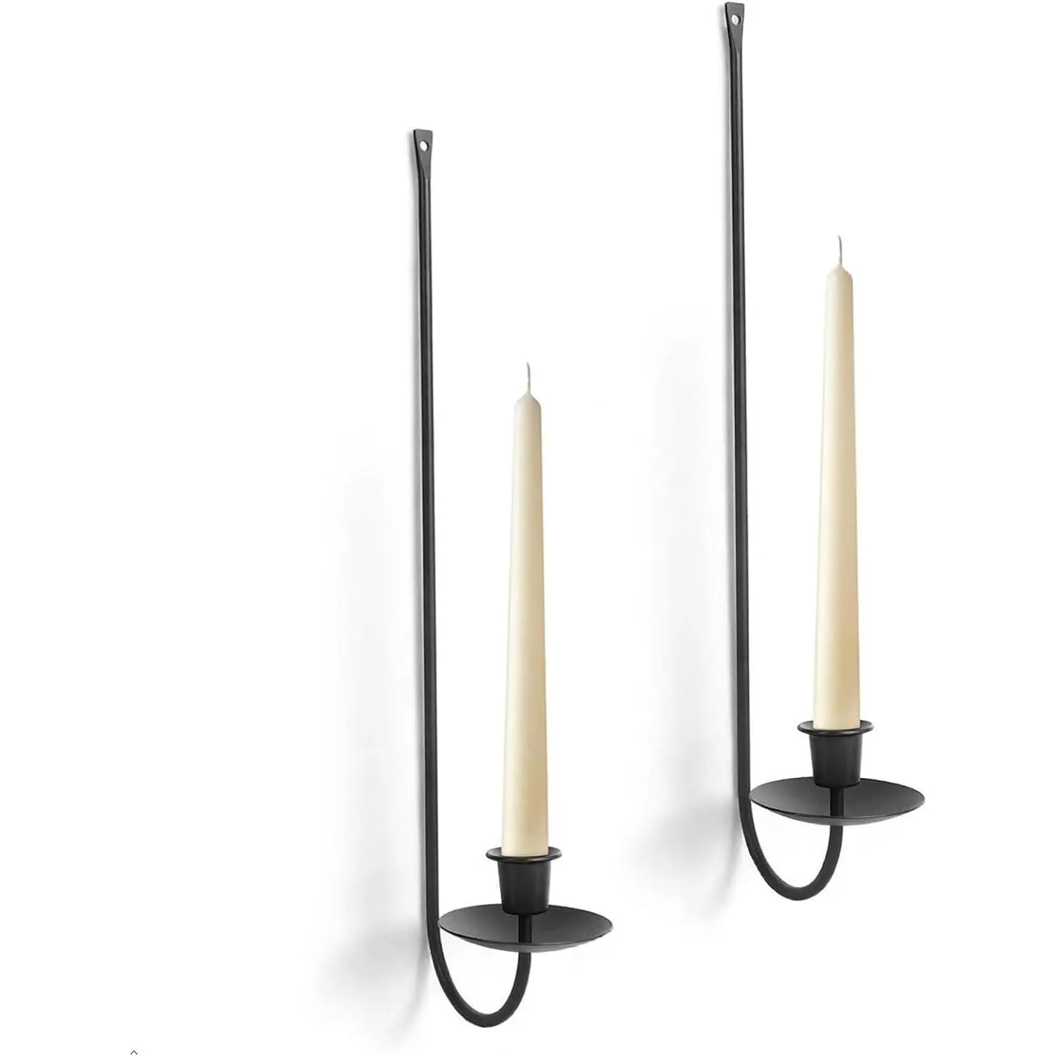 Wall Candle Holder Set of 2, Black Metal Wall Mount Candle Sconces | Stylish Candlestick Holders, Modern Flameless Candle Stick Holder, Wall Decoration for Fireplace, and Christmas Decor
