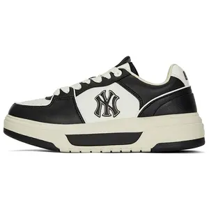 MLB Chunky Liner 24SS New York Yankees Casual Sneakers for Men and Women – Retro, Comfortable, Height-Increasing, Low-Top Black-and-White Panda Style Verifiable, with credentials and supporting global authentication