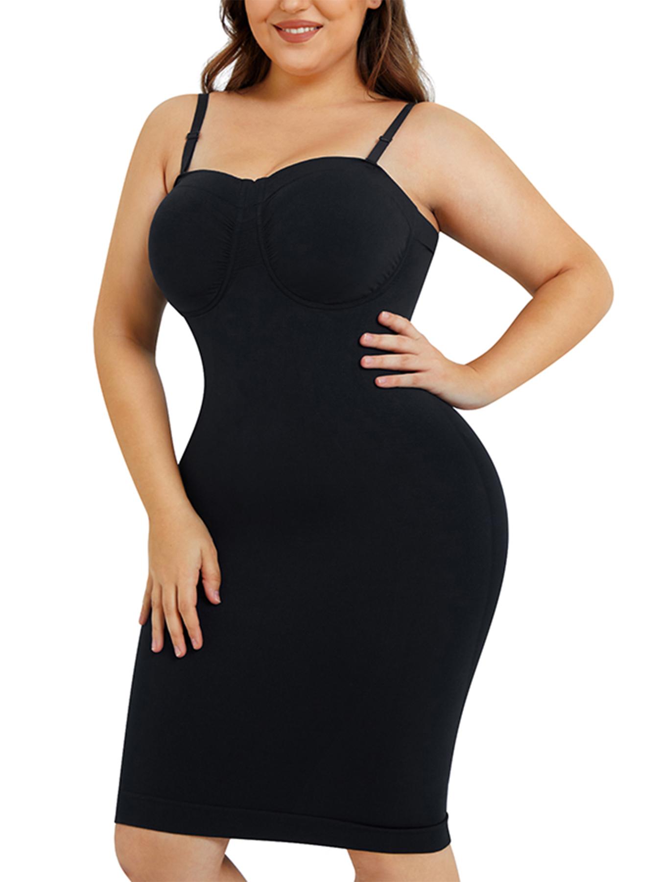 Women's  Basic Soft Solid Adjustable Strap Seamless Bodycon Shapewear Slip, Casual Plain Spaghetti Strap Tummy Control Dress Slip for Under Dress, Ladies Cami Body Shaper for Club Party, Underwear