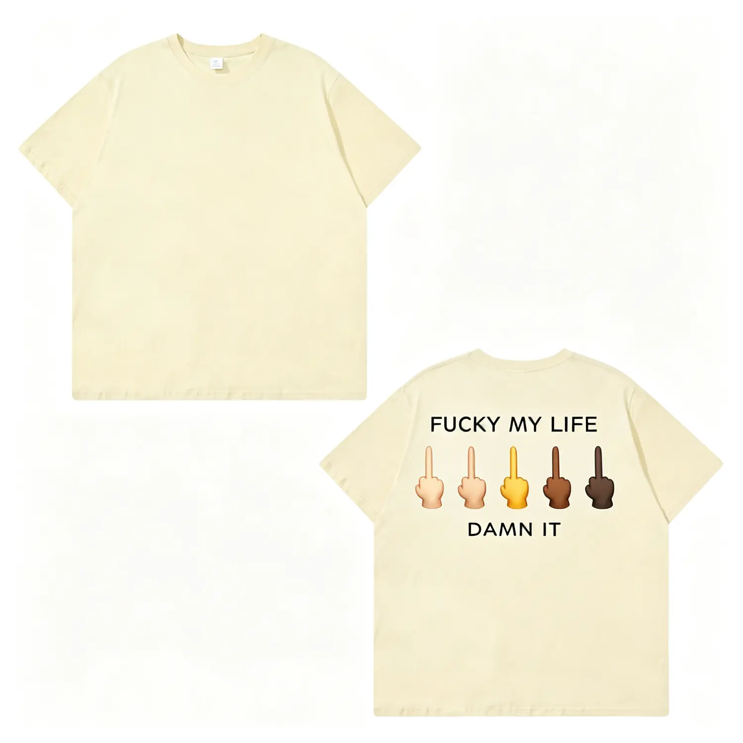 100% Cotton Funny Middle Finger T-Shirt, Front Back Sarcastic Attitude Graphic Tee, Unisex Soft Comfort Fit, Vintage Edgy Humor Gift, Trendy Casual Streetwear, Multi Colors
