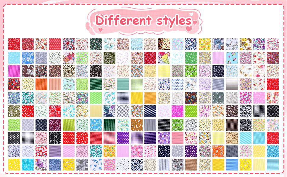 200 Pcs 10 x 10 Inch Cotton Squares for Quilting Sewing Pre Cut Patchwork Fabrics Patchwork-Quilting Bundles Floral Printed Bundles Quilting for DIY Craft Clothing, Floral