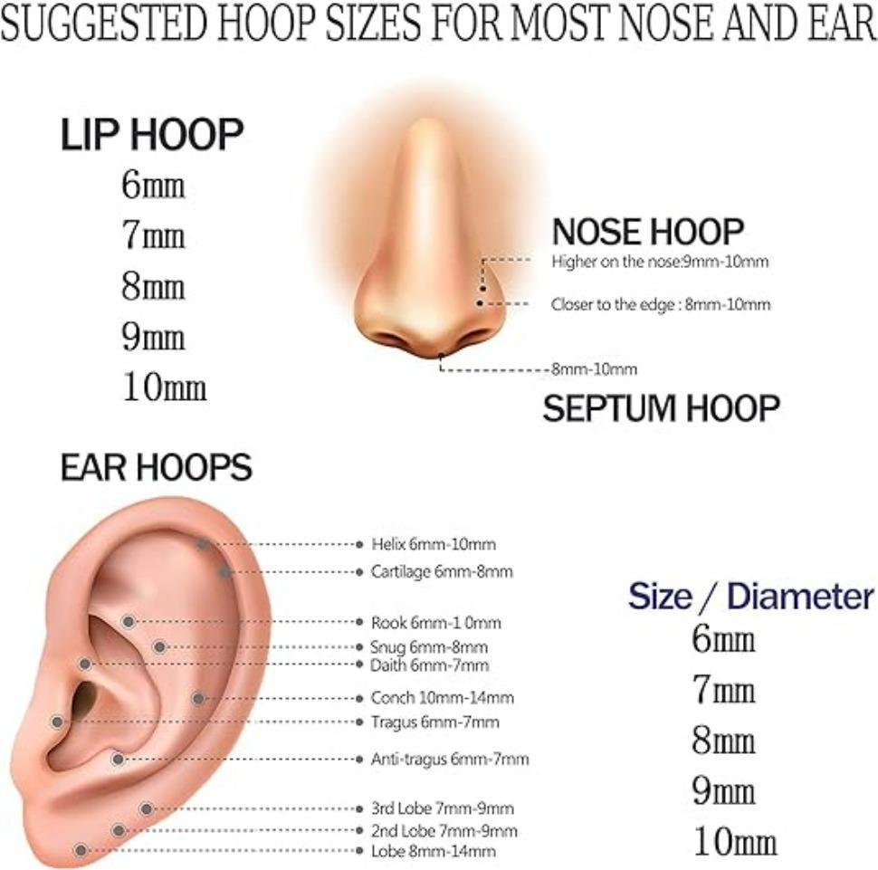 FINREZIO 5Pcs G23 Titanium 20G 18G 16G Clicker Body Piercing Rings Nose Rings Hoops for Septum Cartilage Daith Rook Lip Tragus Helix Conch Ear Lobe Earrings Hypoallergenic Nose Piercing Jewelry Women Men 6/7/8/9/10mm Daily