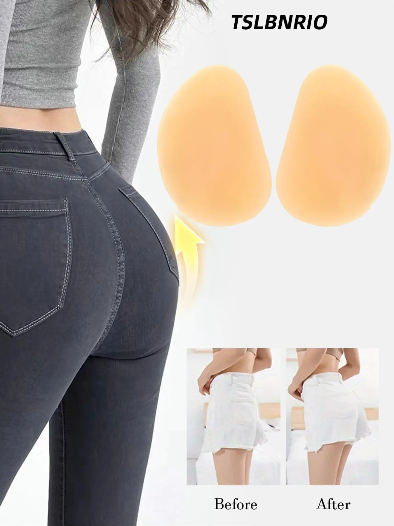 1 Pair Silicone Buttock Pads, Invisible Hip Enhancer for Women, Natural Lift Shapewear Insert, Reusable Butt Lifter Pads for Jeans Skirt, Create Curvy Figure for Plus Size