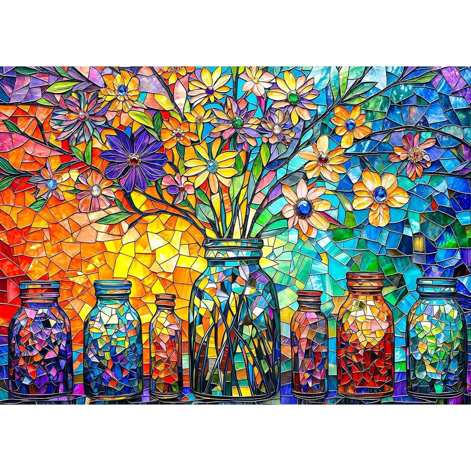 Stained Glass Puzzles Flower of Life Puzzles for Adults 1000 Piece, Jigsaw Puzzles for Adults, Adult Challenging Game Toys, Impossible Puzzle, Family Decoration Puzzle