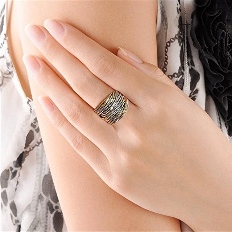 Vintage Two-Tone Twisted Texture Ring for Men & Women | Unisex Retro Statement Band