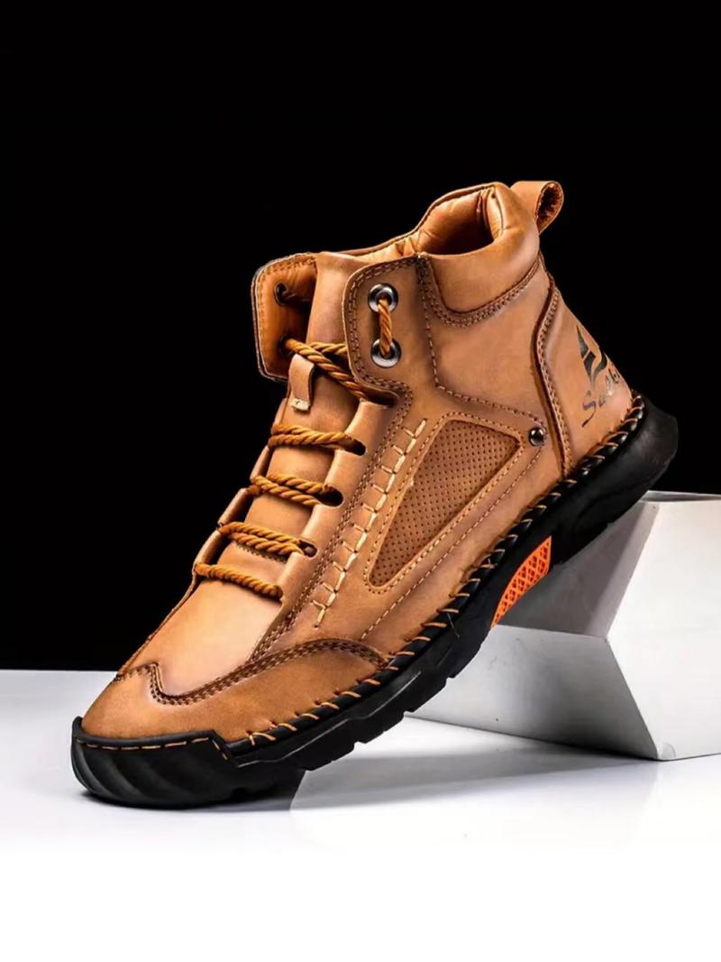 Men's Outdoor Lightweight Hiking Boots, Casual Sporty Lace Up Boots for Outdoor Activities, Fashionable Western Cowboy Style Shoes for Daily Wear