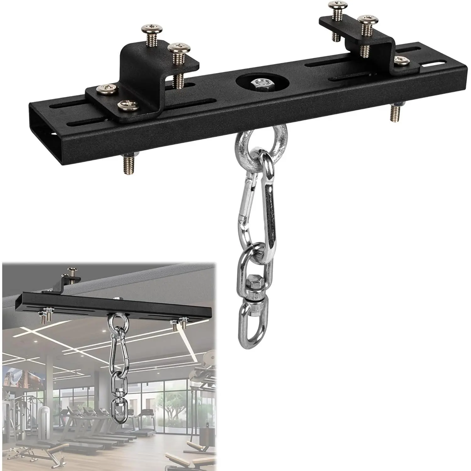 Heavy Duty Steel Beam Hanger, Punching Bag Hanger Mount I-Beam, Dual-Track I-Beam Heavy Bag Mount Hanger for Boxing Muay Thai Training,Aerial Yoga Swing & Hammock