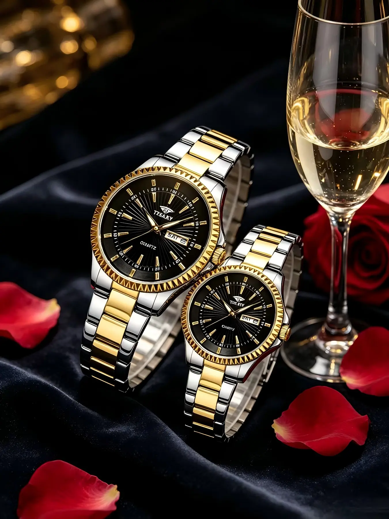 Fashion Luxurious Couple Watches, Analog Quartz Watches, Elegant Timepieces for Partners, Perfect Gift for Lovers, Stylish and Durable Design