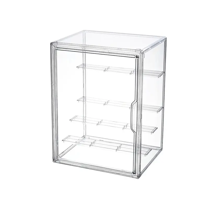 High-Transparency Acrylic Blind Box Display Case Storage, Detachable Layers, 360° Transparent, Dustproof, Stackable, Side Door, Pet Material, Collectibles Organizer