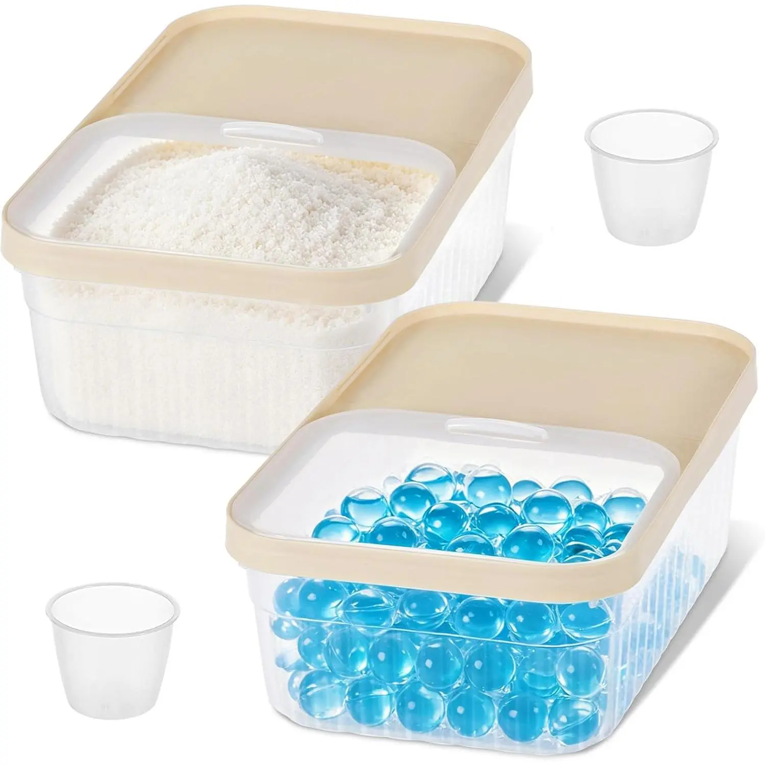 4.8 Gal Large Laundry Pods Container with Slide Lid, Laundry Room Organization for Booster Beads with Measuring Scoops, Laundry Pods Holder for Scent Booster, , Pods (2.4Gal*2)