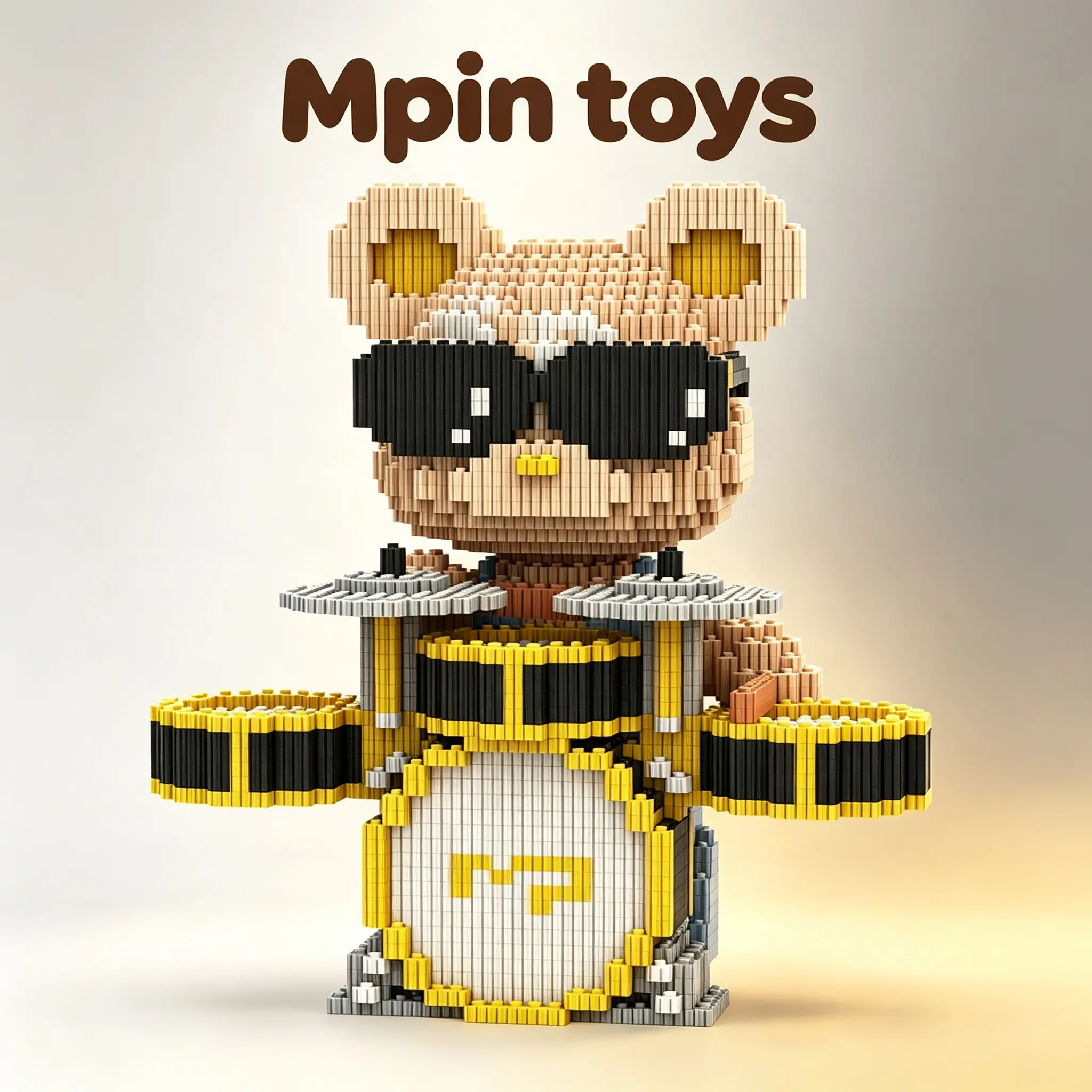 DIY Micro-Particle Building Blocks Drummer Bear, 3D Puzzle Toy, Bearbrick Style Decor Gift, Adult DIY Puzzle Ornament, Home Decoration, Holiday Gift