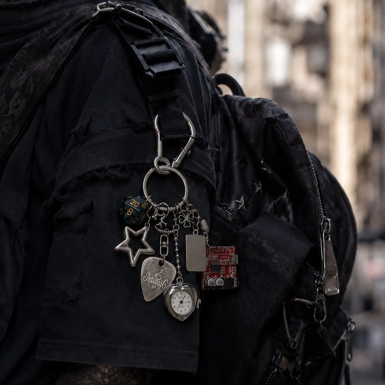 Vintage Pocket Watch Guitar Pick Keychain, Punk Steampunk Charm Bag Pendant, Cool Aesthetic Keys & Backpack Hanging Ornament, Unique Couple Gift Decor Accessory