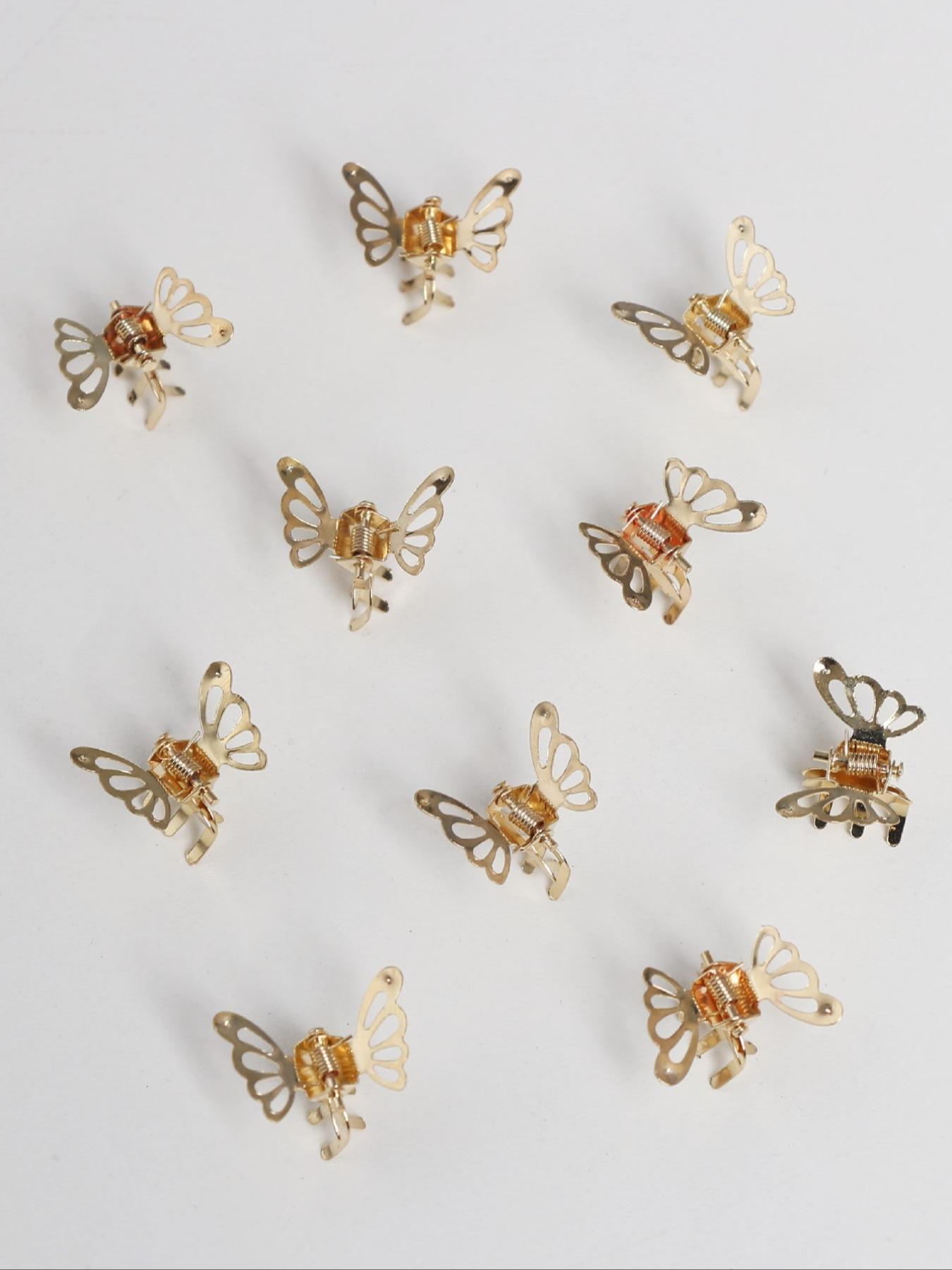 Cute Butterfly Design Hair Clip, Hollow Out Design Hair Accessories for Women & Girls, Simple Style Plain Color Bangs Clip for Party, Daily Decor, Hair Clip Set