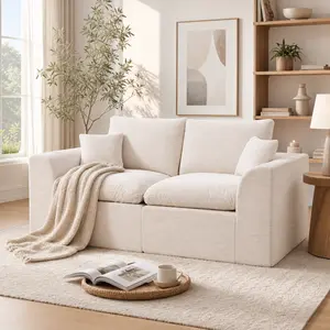 Modular Sectional Cloud Sofa - 2-Seater Boneless Sofas, Modern Minimalist Sofa with Removable Cushion Covers, No-Assembly   Living Room , Deep Seat Comfy Lounge Couch indoor apartment furniture
