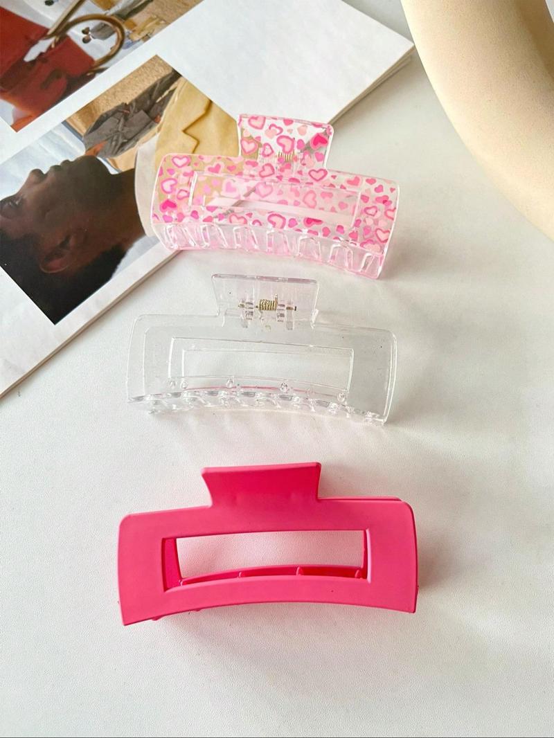 Fashionable Hollow Out Design Hair Claw Clips, Casual and Versatile Hair Accessories for Women & Girls, Minimalist Headwear Suitable for Thick Hair, Hair Clip Set, Flat Claw Clips