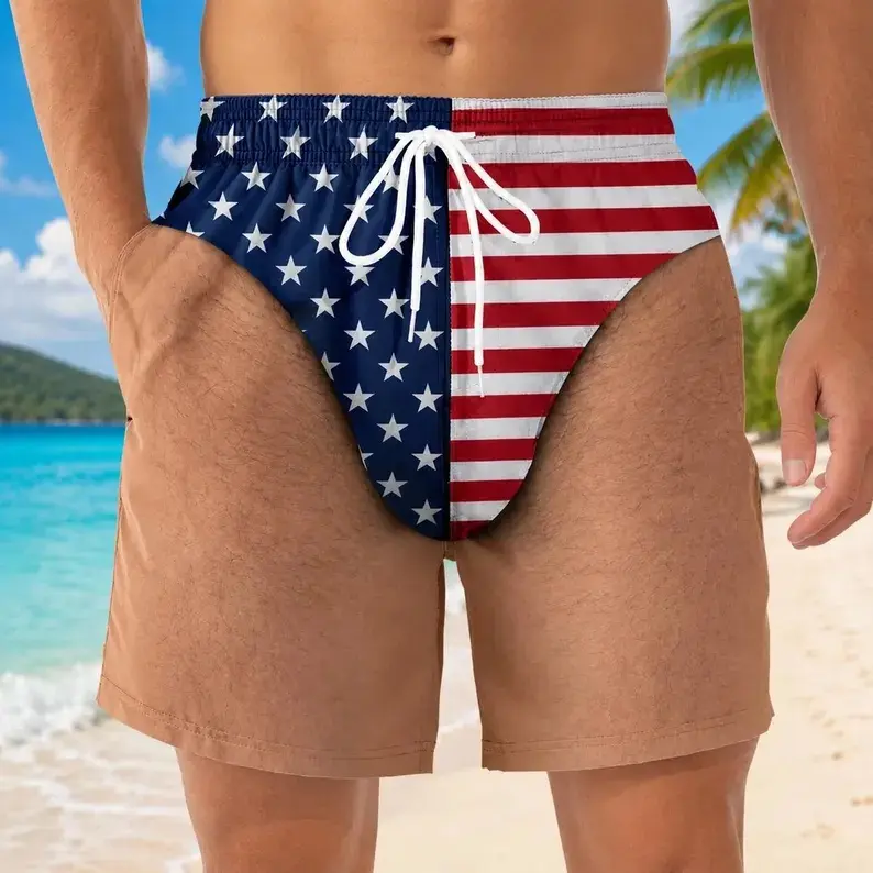 Personalized Funny Patriotic Beach Short, Funny Beach Gift, Gift For Husband Boyfriend Him, Summer Vacation Shorts, Freedom And Chill