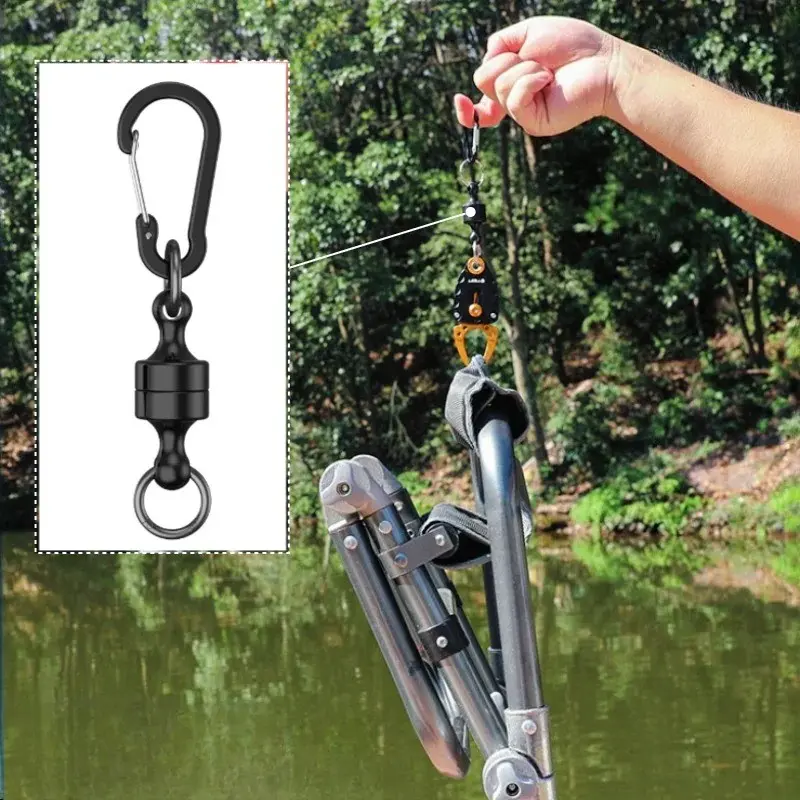 2-Pack Fishing Magnetic Retriever Clips, Strong Magnet Quick-Attach Climbing Carabiner Mount, Multi-Functional Fishing Gear Lanyard