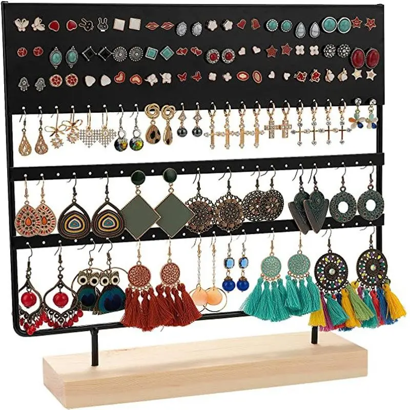 Elegant 144-Slot Metal Earring Organizer, Multi-Layer Jewelry Tower Holder, Stud & Hoop Earrings Storage, Decorative Display Rack