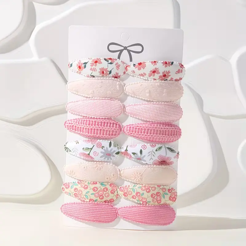 16 Pcs Simple Solid Color Flower Hair Clips, Casual Invisible Side Bang Clip, All-Season Daily Use, Sports Accessories, Floral Design Hair Clips