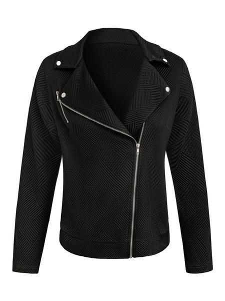 Women's plus size casual jacket, new lapel long sleeved zipper design, autumn and winter fashionable women's outerwear