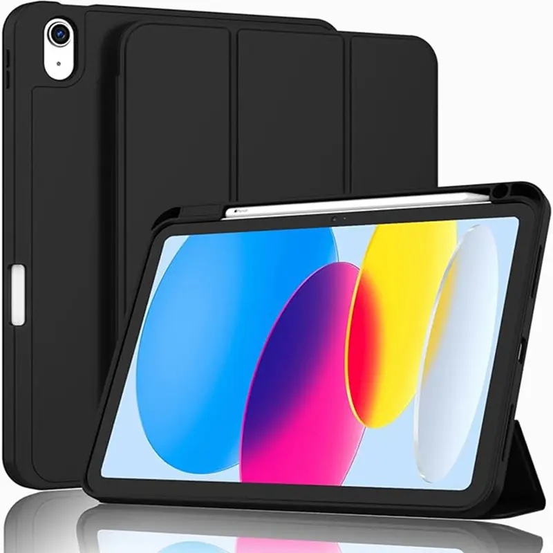Compatible with iPad 11 10th Generation Protective Case with Keyboard, Folio Case with Pen Holder, Multi-Touchpad, 7-Color Backlight, Detachable Keyboard for iPad (A16) 11th/10th Generation  cover hybrid   (Black) multi-angle stand tri-fold backlit