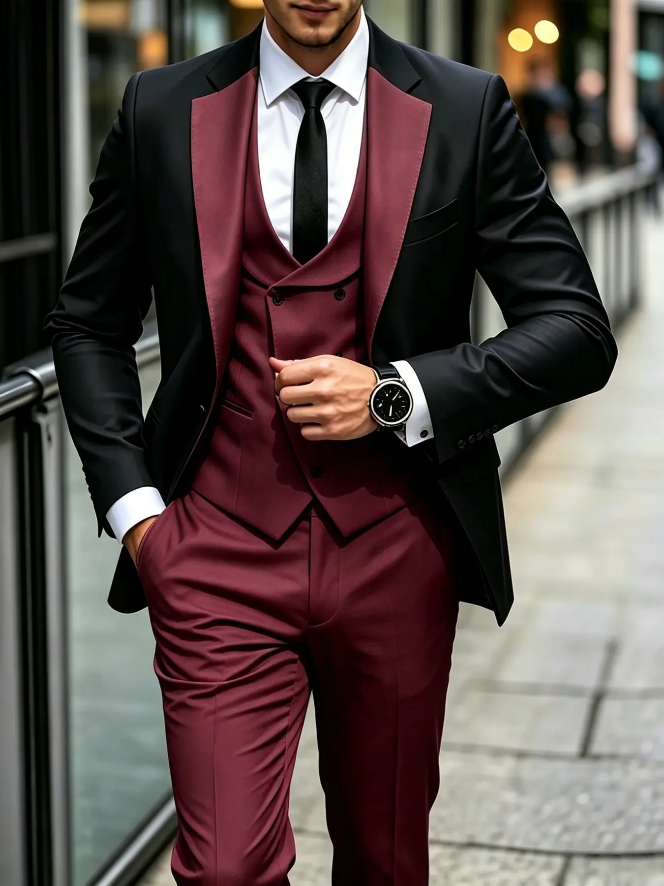 Top Rated Men's Solid Suit Single Breasted Slim Fit 3-Piece Set