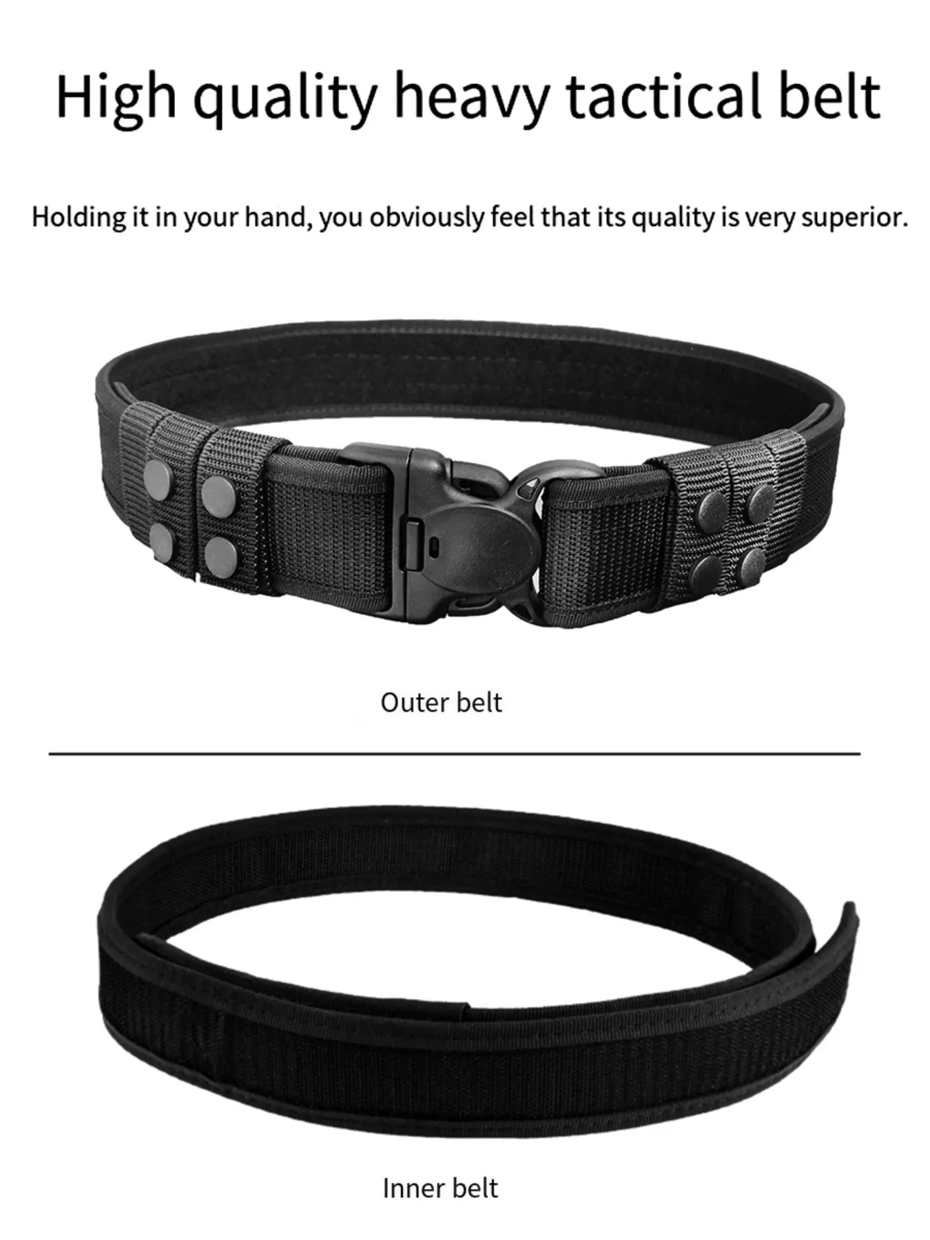 Men's Tactical Belt 5cm Wide 2-In-1 Nylon, Adjustable Outdoor Hiking Security Edc Work Belt, Thick Hard Belt for Hunting Fishing Climbing, Premium Belts