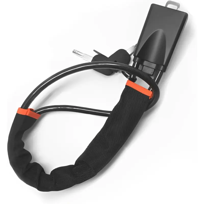 Anti-Theft Steering Wheel Lock for All Vehicles, Car Security Theft Prevention Lock with Seat Belt Buckle Lock, Black Universal Car Protection Device
