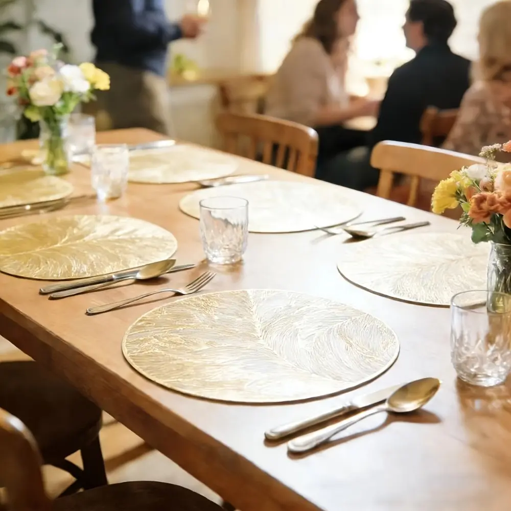 Luxurious Floral Placemat 38x38cm, Round Table Mat for Kitchen Dining Wedding Decor, Perfect for Holidays Like Christmas Halloween Easter