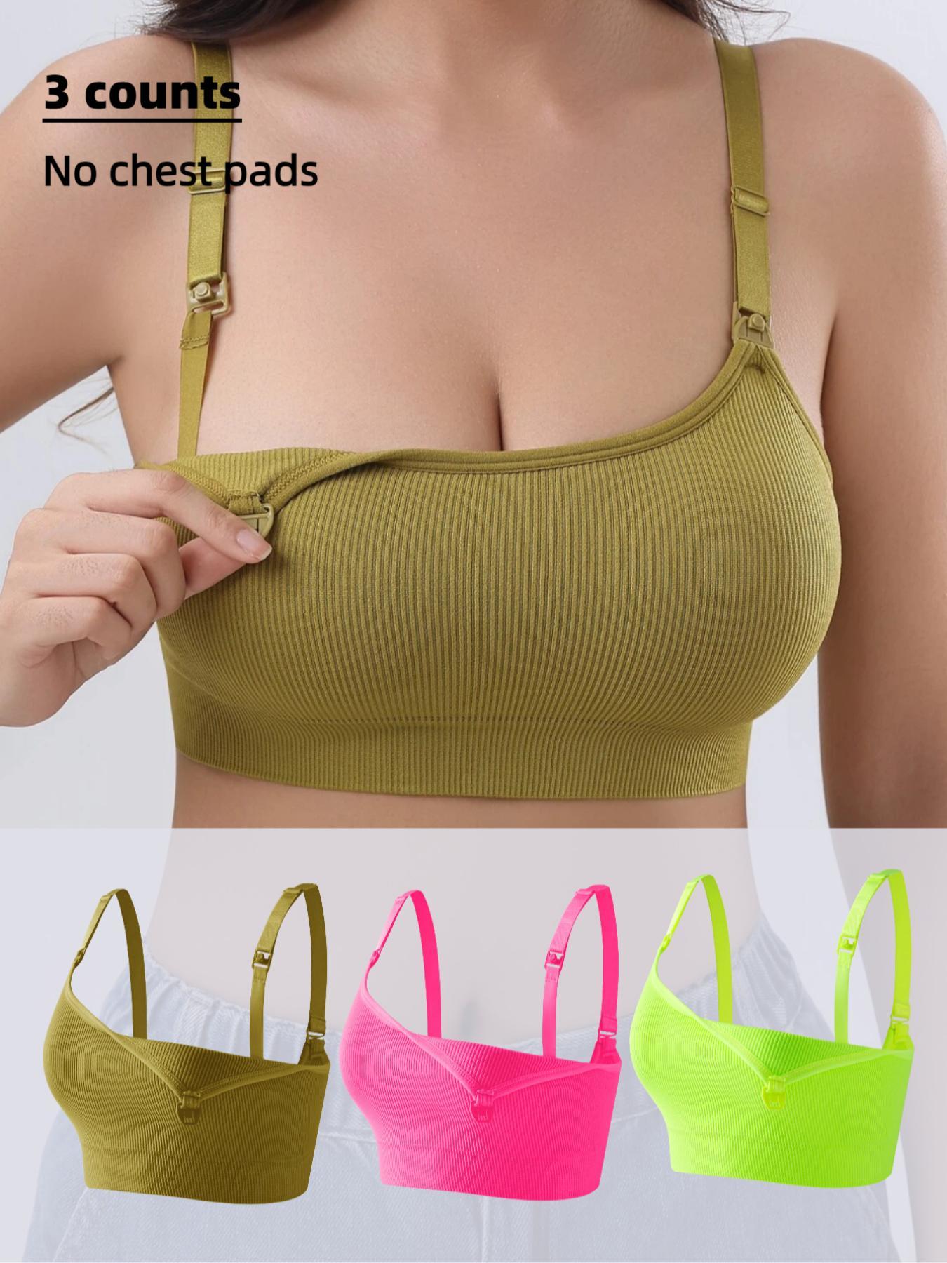 Women's Solid Adjustable Strap Seamless Nursing Bra, Comfortable Breathable Push Up Nursing Bra, Maternity Lingerie for All Seasons