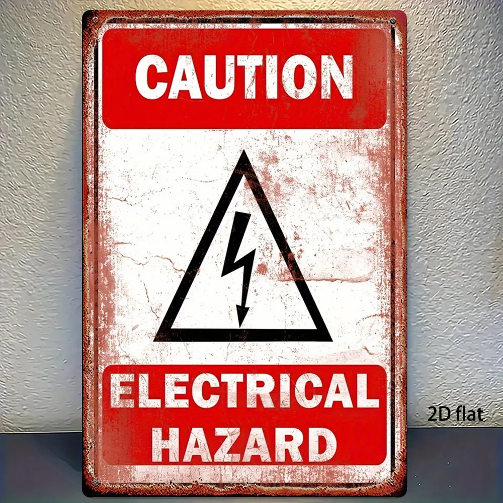 "Caution Electrical Hazard" High Voltage Metal Sign, 8x12 Inch Aluminum Safety Notice Plaque for Workshop, Electrical Room, Garage, Factory, Fence