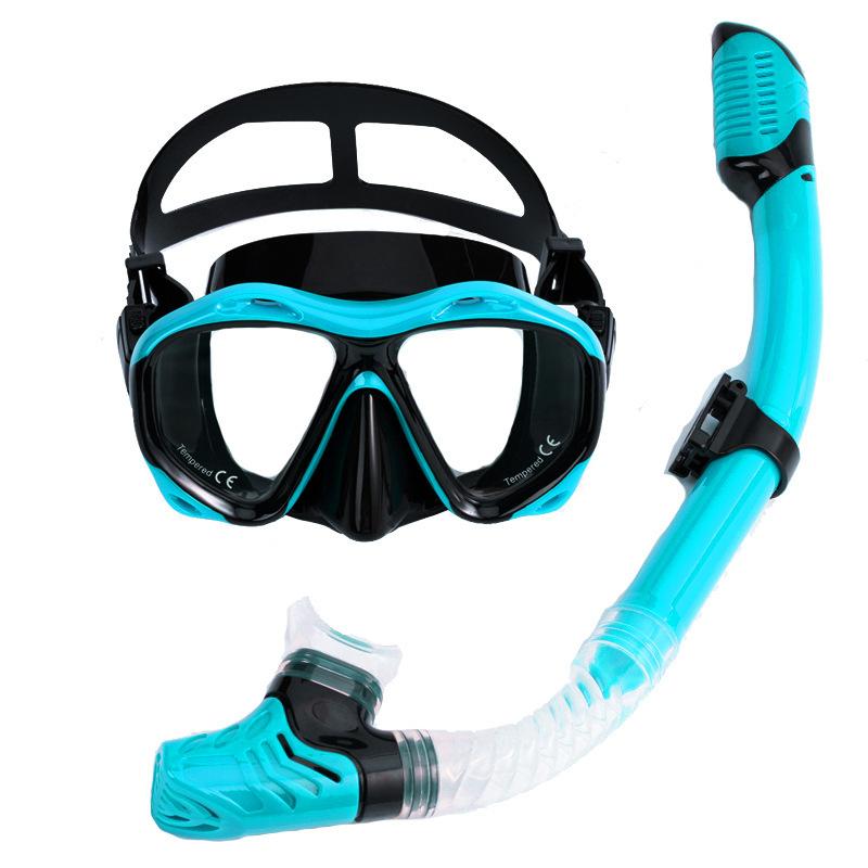 Snorkeling equipment two-piece set, snorkeling tube & diving mask set, two-way exhaust hole, mirror surface does not fog, mirror belt length can be adjusted, snorkeling mask diving mask