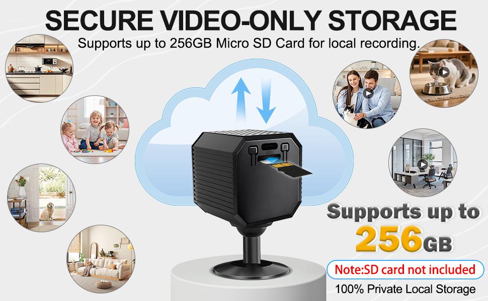 2026 Upgraded 4K Mini Wireless Security Camera, 6H Battery – Small Wireless Indoor Nanny Cam with No-Glow Night Vision, Motion Alerts, Home/Office Security Camera with Dual Storage