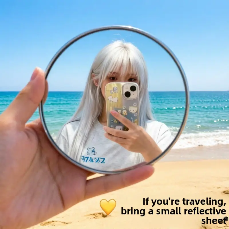 Convex Small Round Mirror, Couple Travel Photography Must‑Have, Portable Hand‑Held Wide‑Angle High‑Definition Selfie Mirror, Pocket‑Size Makeup Touch‑Up Mirror