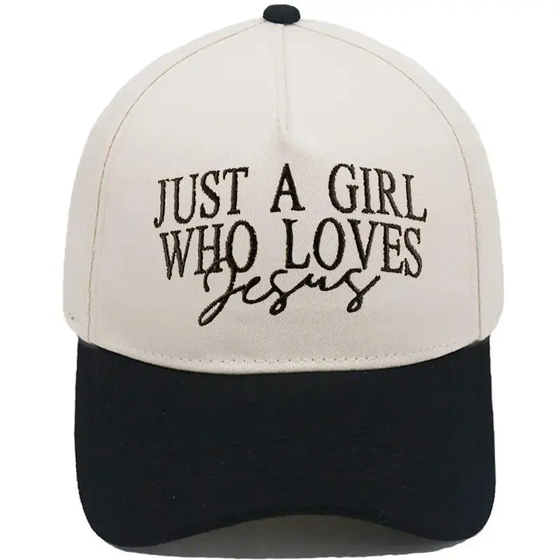 Women's Christian Letter Slogan Baseball Cap - "Just A Girl Who Loves Jesus" Print, Adjustable Size, 2-Tone Cap, Clean Look, All Seasons Minimalist Aesthetic Daily Casual Fashion Accessory, Secure Fit, Two-Tone Cap