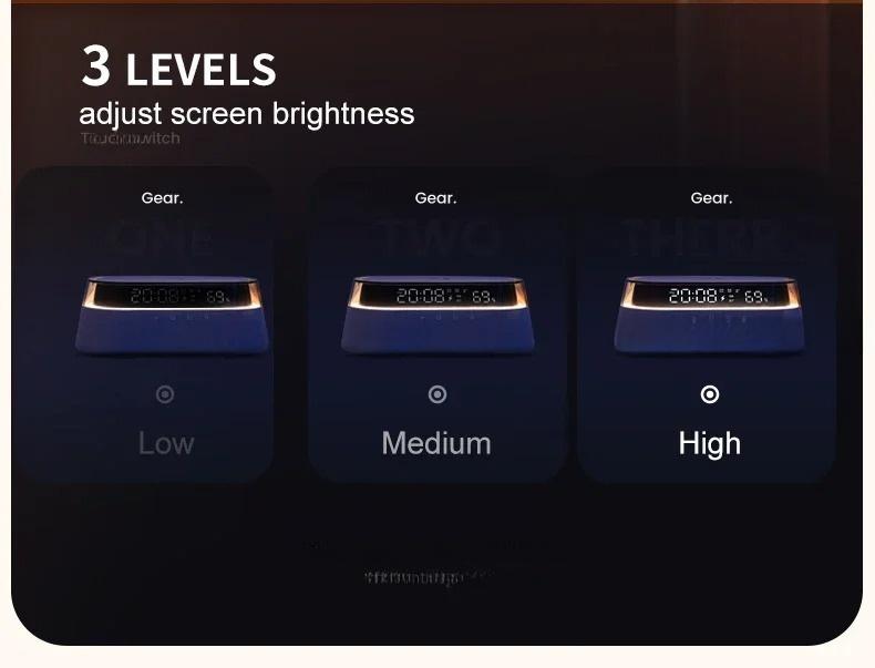 6-in-1 Smart Speaker Alarm Clock 15W Wireless Charger Bluetooth Music Player with Snooze Function