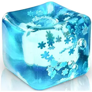 Stress Balls Ice Cube with Snowflakes Inside for Your Best Mellow and Chill, Snow Pieces Silent Nice Square Shape Anxiety Sensory Squishy Fidget Toy Slow Rise, Classroom Prizes, Calming Kids Adultsfidget toys