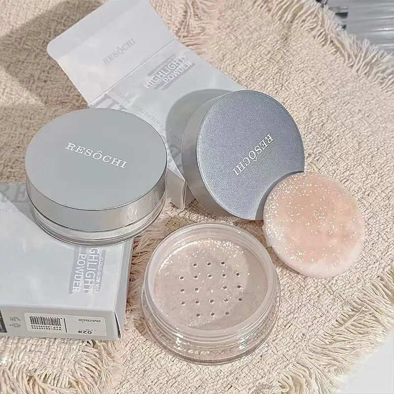 RESÔCHI Shimmer Loose Highlighting Powder, Fine Diamond Glow Setting Powder, Lightweight Luminous Finish, for Face Eyes & Collarbone Highlight