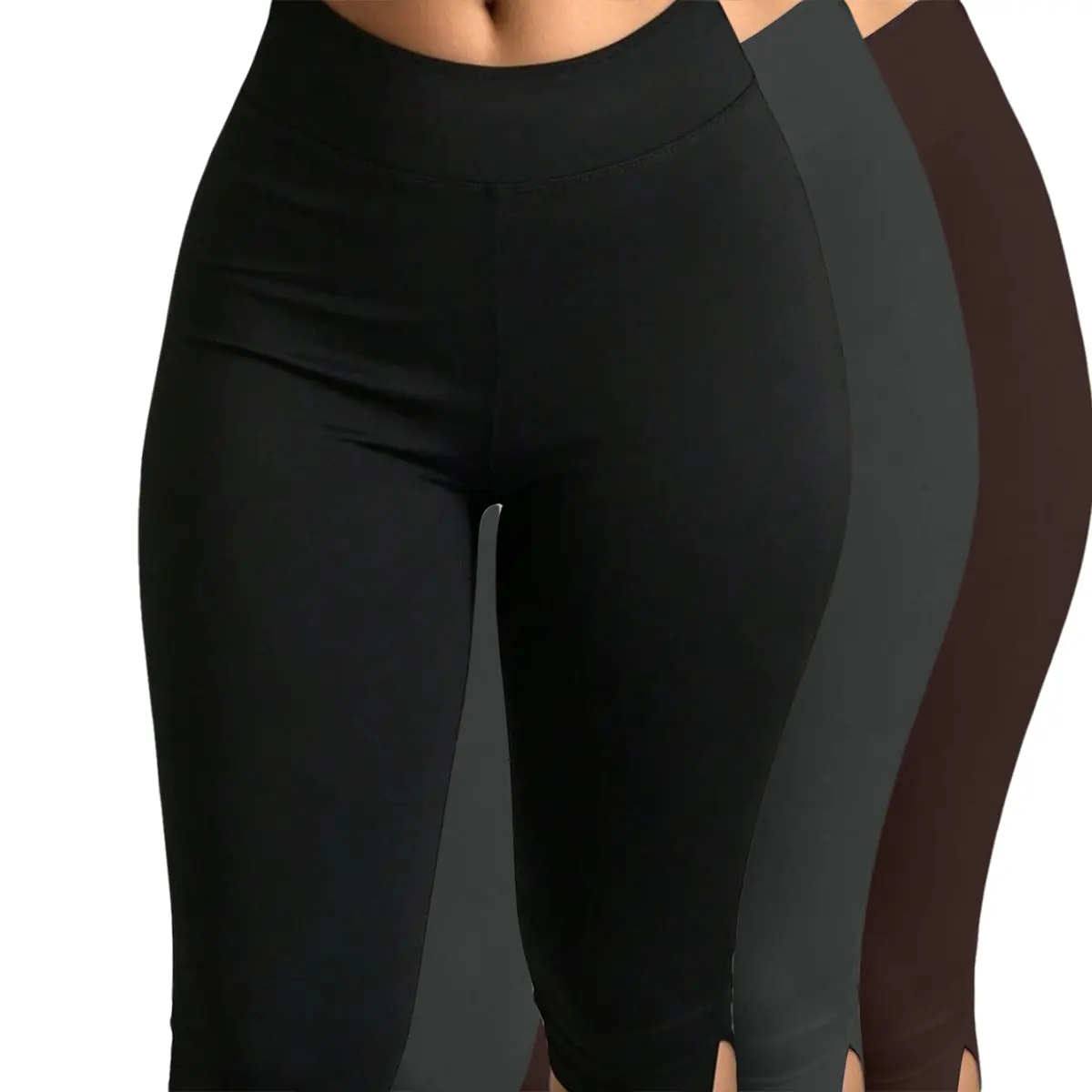 ASANDY Female 3-Piece High Waist Capri Leggings, 4-Way Stretch Slim Fit Athleisure Pants, Sports & Outdoor Activewear for Gym & Lounging